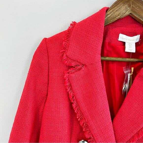 NEW House of Harlow Tweed One Button Blazer Watermelon Size Small - Picture 5 of 14